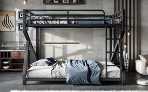 English Elm Twin Xl Over Queen Metal Bunk Bed Low Profile Steel Frame for Guest Rooms W5305S00034