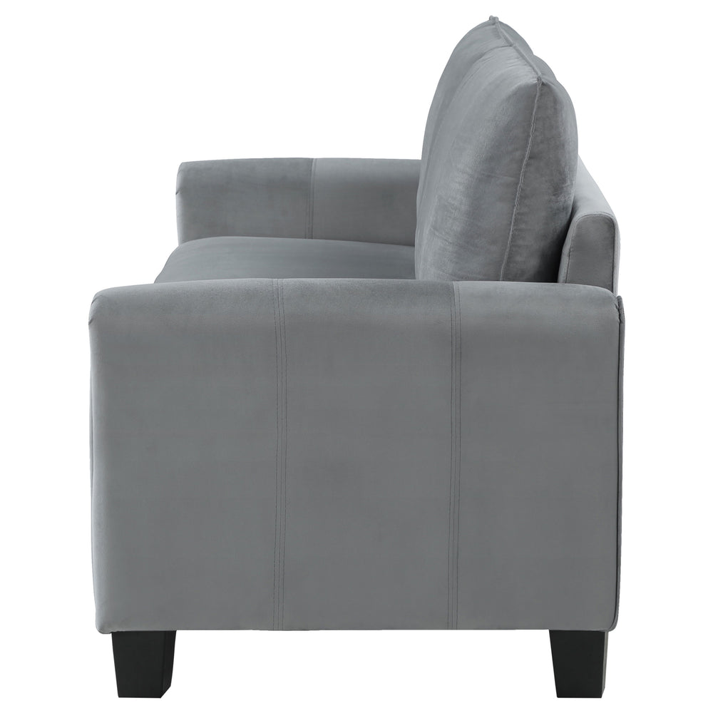 English Elm Dixon Grey Upholstered Sofa with Rounded Arms & Vertical Stitching, Plush Velvet-Soft Cushions, 79.5" Wide Elegance B062P354081