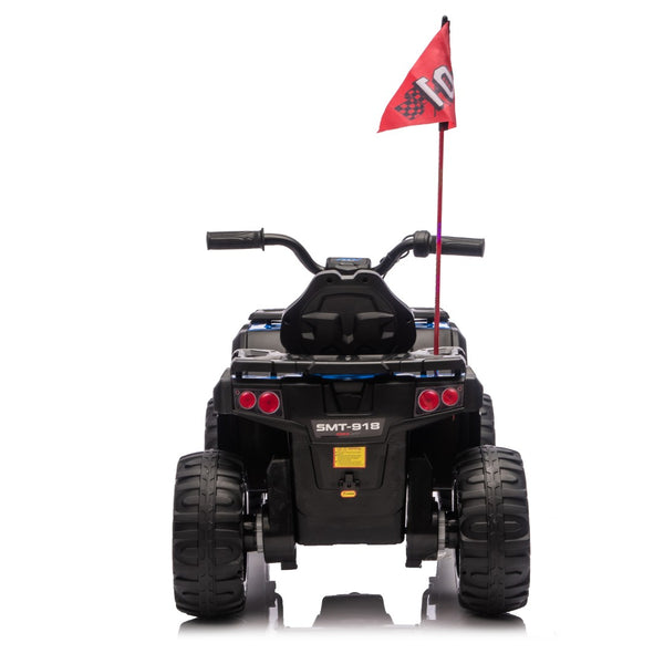 English Elm 24v Kids Electric Ride-on Atv with Dual Motors Bluetooth Led Lights and Flag Poles Blue W1578P305894