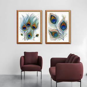 English Elm Set Of 2 Elegant Peacock Feather Framed Wall Art Prints – Stylish Replaceable Canvas Decor, 24X32" T3976P383242-GIGA