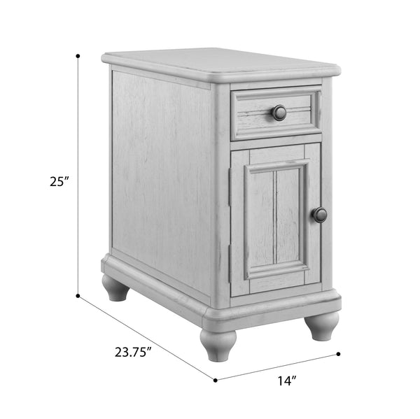 English Elm Wallace & Bay - Gray Chairside Table — Coastal Oyster Engineered Wood Accent Table, Compact 16.5x26.5x25.5", Easy-Care Finish B2709P212403