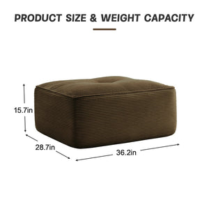 English Elm Ottoman Corduroy Upholstered Modular Accent Piece with High Resilience Foam and Curved Arms Brown W714P364709