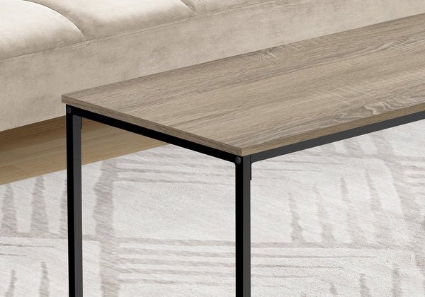 English Elm Coffee Table, Contemporary Design With Dark Taupe Finish & Sturdy Black Metal Legs For Modern Spaces B2710P219436