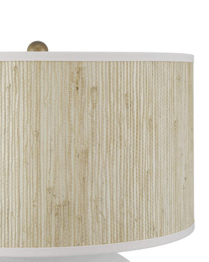 Currey & Company Zena White Table Lamp – Handcrafted Terracotta Design With Grasscloth Shade & Antique Brass Accents White Terracotta 6000-1008-currey-company