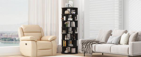 English Elm ON-TREND 7-Tier Rotating Shoe Tower with 360° Spinner, Adjustable 35-Pair Organizer for Entryway Black N721P180790B