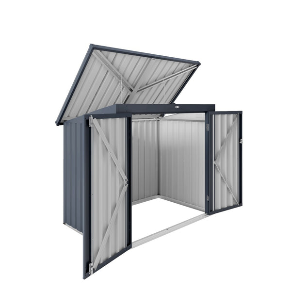English Elm Outdoor Metal Trash Bin Enclosure for Two Cans Waterproof Powder-coated Yard Shed W3213P445772
