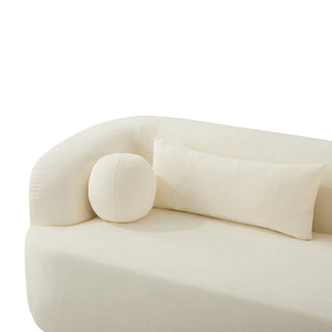 English Elm [new]86" Chenille Cloud Sofa Curved Legless 3-seater with Pocket Springs for Living Room Beige N723P404465A