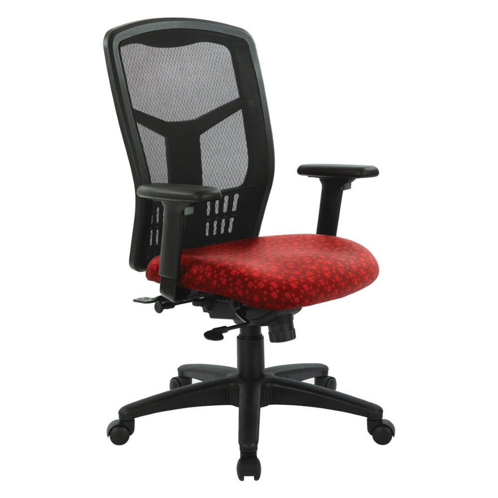OSP Home Furnishings Progrid® Ergonomic Mesh High Back Office Chair with Lumbar Support and Adjustable Arms Tomato 90662-K115