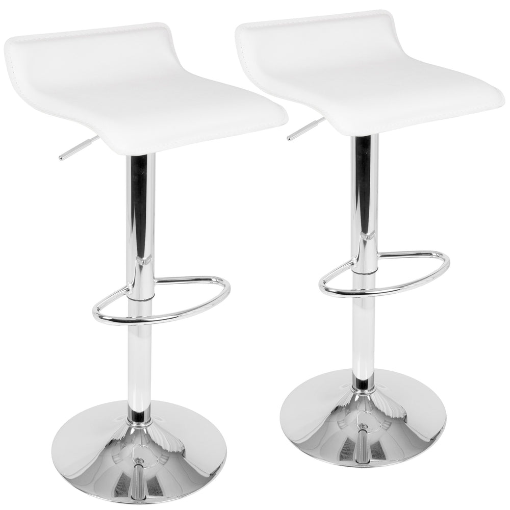 English Elm Ale Contemporary Adjustable PU Leather Barstool with Chrome Base, Swivel, 21"-30" Height Range White B202P222268