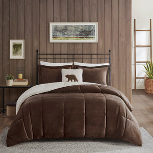 English Elm King Alton Plush-to-Sherpa Down Alternative Comforter Set — Reversible Cabin Cozy, Hypoallergenic, OEKO-TEX Certified Brown+Ivory 22.44 L x 20.87 W x 15.35 H B035100493