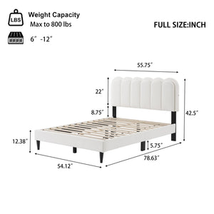 English Elm Christopher Knight Home® - Lambswool Petal Headboard Bed Frame With Ambient Light - Cream Soft Bedroom Centerpiece For Elegance N769P272029W
