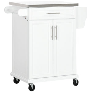 English Elm Homcom Rolling Kitchen Island With Stainless Steel Top, Drawer & Towel Rack – Perfect For Small Spaces! W2225P200710