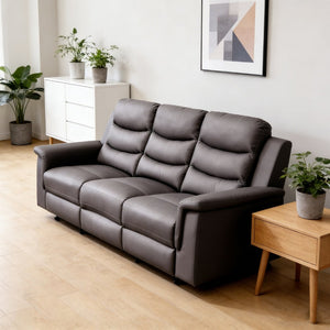 English Elm Reclining Sofa Slipcover Faux Leather Stretch Fit with Console for Media Rooms W2297P469627