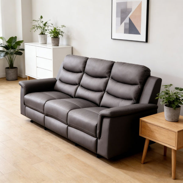 English Elm Reclining Sofa Slipcover Faux Leather Stretch Fit with Console for Media Rooms W2297P469627