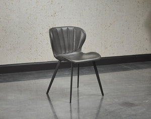 Sunpan Arabella Modern Dining Chair with Clamshell Tufting, Black Steel Legs, Stylish Comfort and Durability Bravo Portabella / Polo Club Kohl Grey