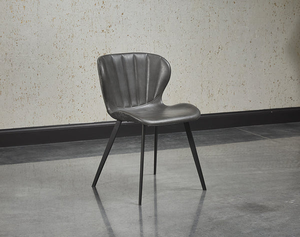 Sunpan Arabella Modern Dining Chair with Clamshell Tufting, Black Steel Legs, Stylish Comfort and Durability Bravo Portabella / Polo Club Kohl Grey