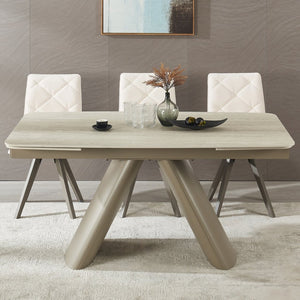 English Elm 1+6 Sintered Stone Extendable Dining Table Seats Six with Steel Base Modern W5630S00008