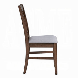 English Elm Set of 2 Rustic Cross-Back Dining Chairs with Padded Seat Cushions Brown Finish 20"W x 38"H B2741P328585