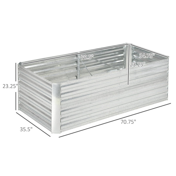 English Elm Outsunny Tall Galvanized Steel Raised Garden Bed with Reinforced Walls for Deep Root Growth W2225P200598