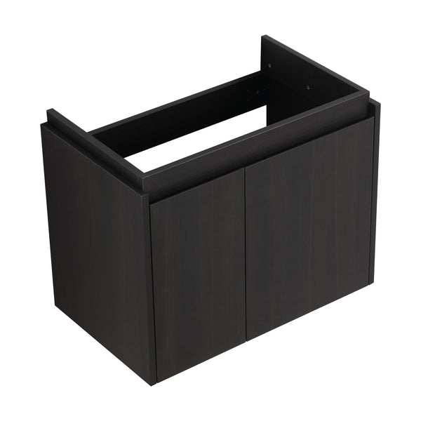 English Elm 24 Inch Bathroom Vanity Floating Ceramic Basin Sink Combo with Double-Door Wall-Mounted Storage Cabinet Durable Engineered Wood Modern Design Black W1972P190342
