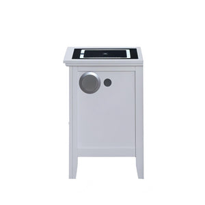 English Elm Hammond Smart 3-Drawer Nightstand White with USB Charging, Glass Top, Built-In Speakers, Dovetail Drawers B078P408787