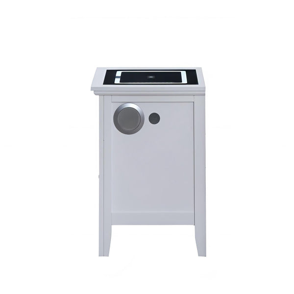 English Elm Hammond Smart 3-Drawer Nightstand White with USB Charging, Glass Top, Built-In Speakers, Dovetail Drawers B078P408787