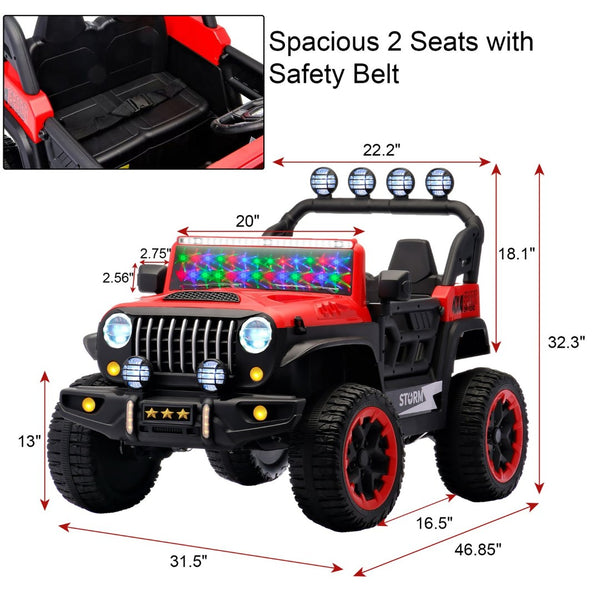 English Elm 24v Two Seat Kids Ride on Car with 4wd Motor Remote Control and Led Lights W509P378206