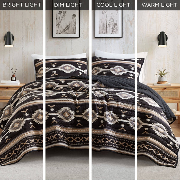 English Elm 3-piece Full Queen Quilt Set Knit Face Microfiber Reverse Farmhouse Bedroom Bedding B035P482965