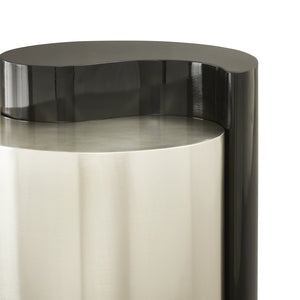English Elm YING Ying Yang Modern End Table with Iron Sheet Frame, Durable Contemporary Accent for Living Rooms Black+Silver B009140743
