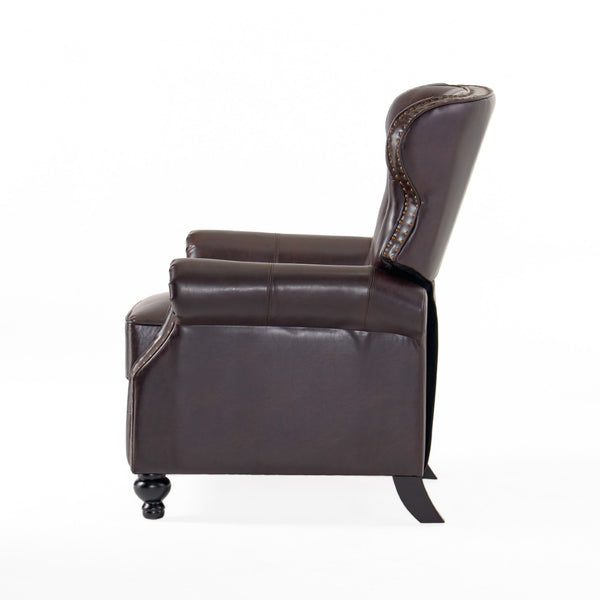 English Elm Push Recliner with Tufted Back Nailhead Trim and Turned Legs for Refined Living 57337.00PU