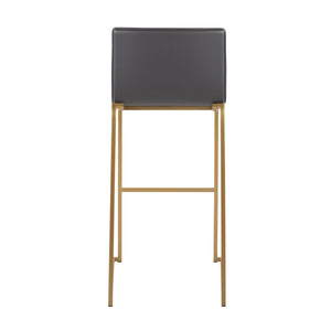English Elm Mara Contemporary Barstool Set Of 2 In Gold Steel & Grey Faux Leather - Modern Comfort & Style B202P222231