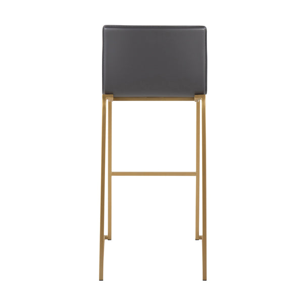 English Elm Mara Contemporary Barstool Set Of 2 In Gold Steel & Grey Faux Leather - Modern Comfort & Style B202P222231
