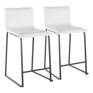 English Elm Mara 26" Modern Counter Stools Set Of 2 In Stylish Black Metal & White Faux Leather For Any Space B202P222059