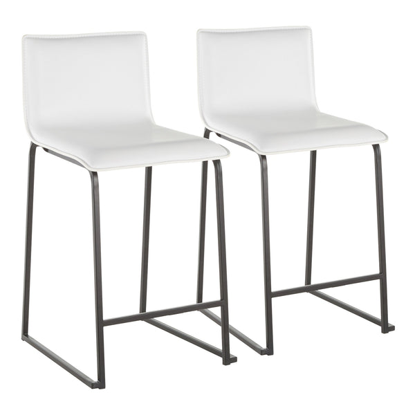 English Elm Mara 26" Modern Counter Stools Set Of 2 In Stylish Black Metal & White Faux Leather For Any Space B202P222059