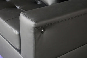 English Elm Gemma Tufted Pvc Loveseat with Led Ambient Glow Usb Port Modern Living Room B2749P413409