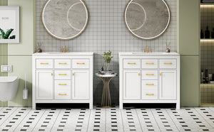 English Elm 72'' Modern Bathroom Vanity Set With Ceramic Sink, Solid Wood Frame, Ample Storage & Sleek Design N710SS00011K