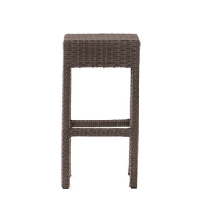 English Elm Outdoor Woven Rattan Backless Barstools Set of 2 Iron Frame Patio Counter Seating N772P368970D