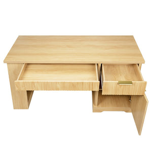 English Elm 55" Fluted White Computer Desk with Power Outlet Pegboard Cabinet and Keyboard Tray W2917P396017