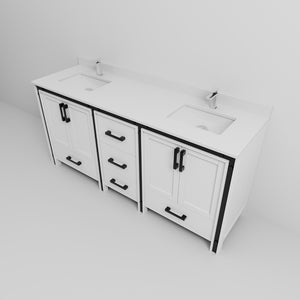 English Elm White Double Bath Vanity 72" W With Cultured Marble Top & Chrome Faucet - Stylish Storage Solution! B2731P260634-GIGA