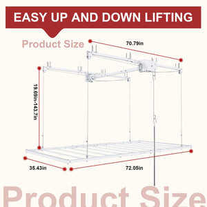 English Elm Overhead Garage Storage Rack with Crank Lift 270lb Steel Platform for High Ceilings W2700P346224