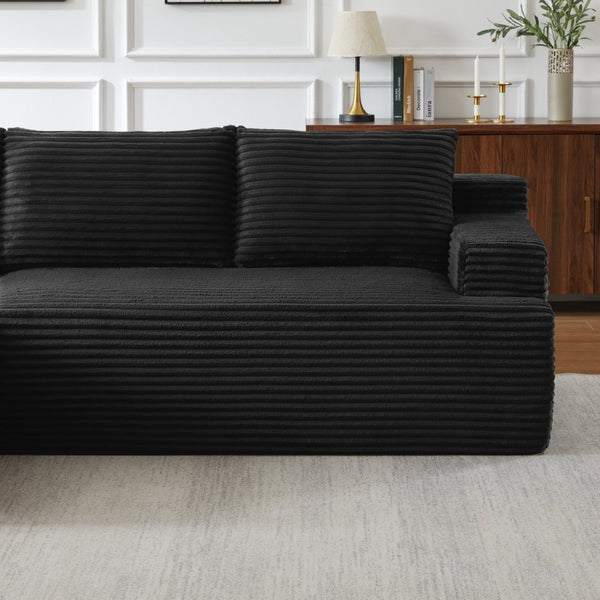 English Elm L-shaped Corduroy Modular Sectional Deep Seat Cloud Sofa for Living Room or Apartment W2339P424643