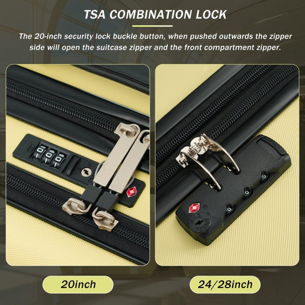 English Elm Luggage 5 Piece Hardside Abs Set with Front Access Carry on and Tsa Spinner Wheels Yellow N732P391557Y