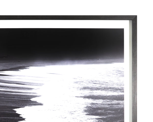 Sunpan Washed Ashore Wall Art - Stunning Black & White Shoreline Print in Charcoal Frame - Luxe Collection