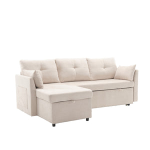 English Elm UNITED Chenille Modular L-Shape Sofa with Reversible Storage Chaise, Sleeper Bed, Cloud Comfort W1568P168053