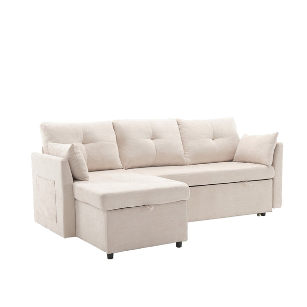 English Elm UNITED Chenille Modular L-Shape Sofa with Reversible Storage Chaise, Sleeper Bed, Cloud Comfort W1568P168053