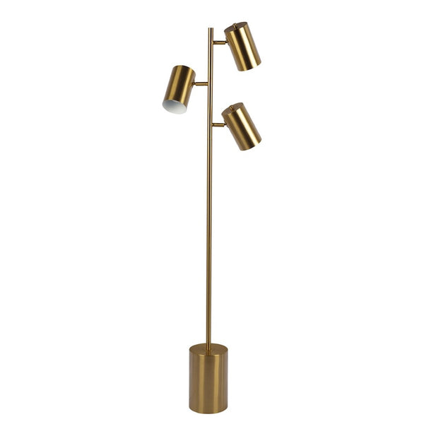 English Elm Harmony Triple Spot Floor Lamp Brassed Gold Metal Base for Living Room Ambiance B183P230915