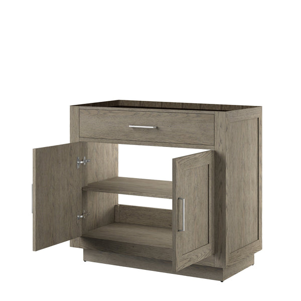 English Elm Grey Grey Oak Single Bath Vanity 36-in W x 22-in D Midcentury Freestanding Single Sink Cabinet Soft-Close Storage B2731P257677