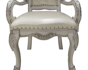 English Elm Ivory Tufted Arm Chair Set Of 2 - Elegant Bone White Upholstery With Claw Legs For Luxurious Comfort B062P209250