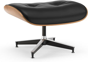 English Elm Top Grain Leather Mid Century Chaise Lounge Chair with Walnut Base and Ottoman W2318S00002