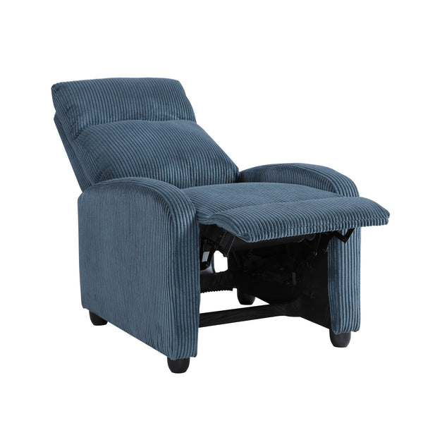 English Elm Modern Parsons Push Back Recliner Chair in Soft Corduroy Fabric — Sleek Comfortable Living Room Lounger with Solid Wood Frame and Easy Recline Mechanism Blue 30 L x 27 W x 21.5 H B011P395851